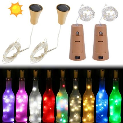 Solar Bottle Lights Battery Operated Garlands Fairy Festoon Led Light Cork Shaped For Christmas Home Wedding