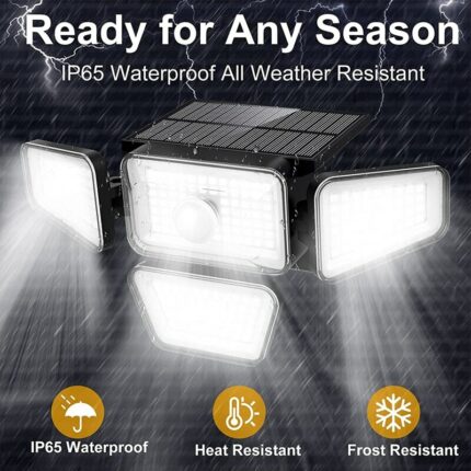 Solar Lights Outdoor 270 Led 3000lm Motion Sensor Light Ip65 Waterproof 4 Heads 3 Modes Wide 1