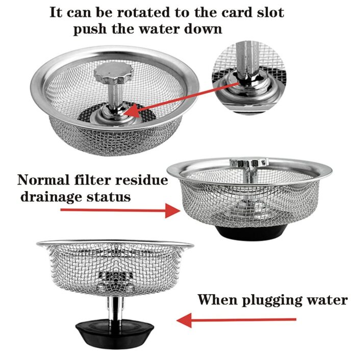 Stainless Steel Sink Strainer Waste Disposer Outfall Strainer Sink Filter Hair Sewer Outfall Kitchen Accessories Kitchen 3