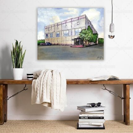 The Office Pam S Watercolor Dunder Mifflin Building Print Canvas Painting Dwight Schrute Pam Beesly Artwork 1