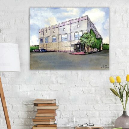 The Office Pam S Watercolor Dunder Mifflin Building Print Canvas Painting Dwight Schrute Pam Beesly Artwork
