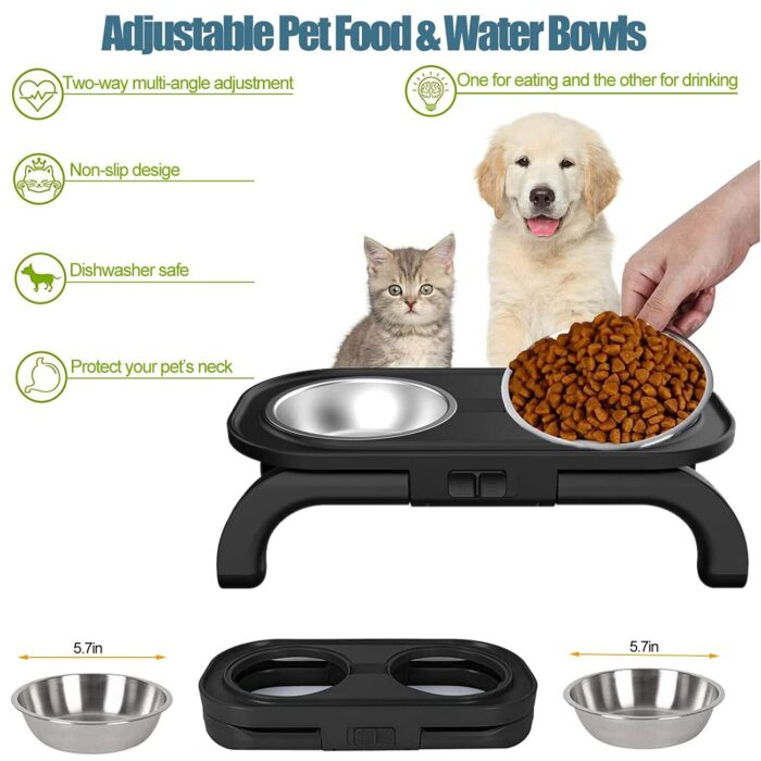 Ulmpp Adjustable Dog Bowl Cat Bowl Elevated Feeder Designer Holder With Stand Stainless Steel Pet Cat 10.jpg