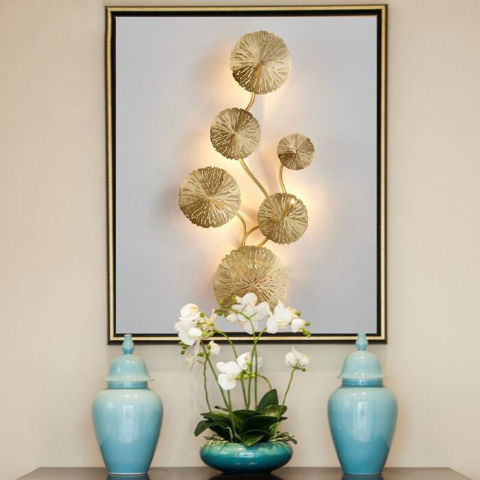 Wall Sconce G4 Bulbs Copper Led Lustre Gold Lotus Leaf Interior Wall Light Vintage Retro Bedside 2