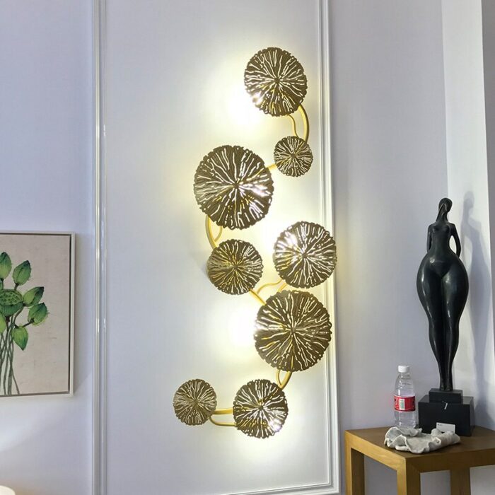 Wall Sconce G4 Bulbs Copper Led Lustre Gold Lotus Leaf Interior Wall Light Vintage Retro Bedside 3