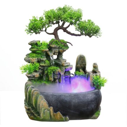 Wealth Feng Shui Company Office Tabletop Ornaments Desktop Flowing Water Waterfall Fountain With Color Changing Led 1