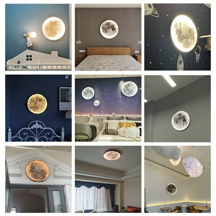 Wholesale Moon Wall Lamp Aisle Corridor Mural Led Sconce Bedroom Living Room Bathroom Decor Mirror 3d 4