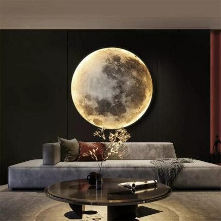 Wholesale Moon Wall Lamp Aisle Corridor Mural Led Sconce Bedroom Living Room Bathroom Decor Mirror 3d