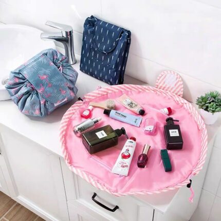Women Drawstring Makeup Bag Fashion Travel Cosmetic Lazy Storage Bag Toiletry Organizer Case Storage Pouch Accessories
