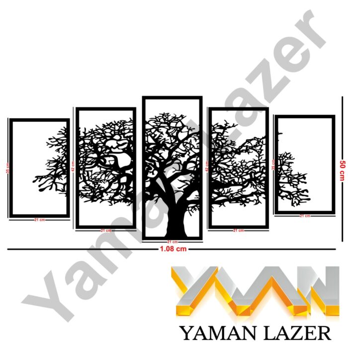 Wooden Wall Art Decor Tree Decor 5 Pieces Black White Gold Color Modern Office Home Stylish 4
