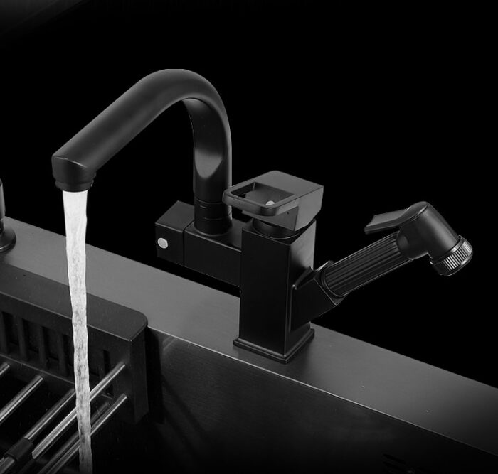 Kitchen Sink Black Nano Sink Single Slot Household Hand Washing Basin Kitchen Large 304 Stainless Steel 4