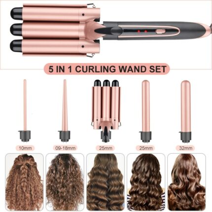 Professional Hair Curler Hair Curling Iron Ceramic Styling Tool Electric 5 In 1 Hair Waver Pear 1